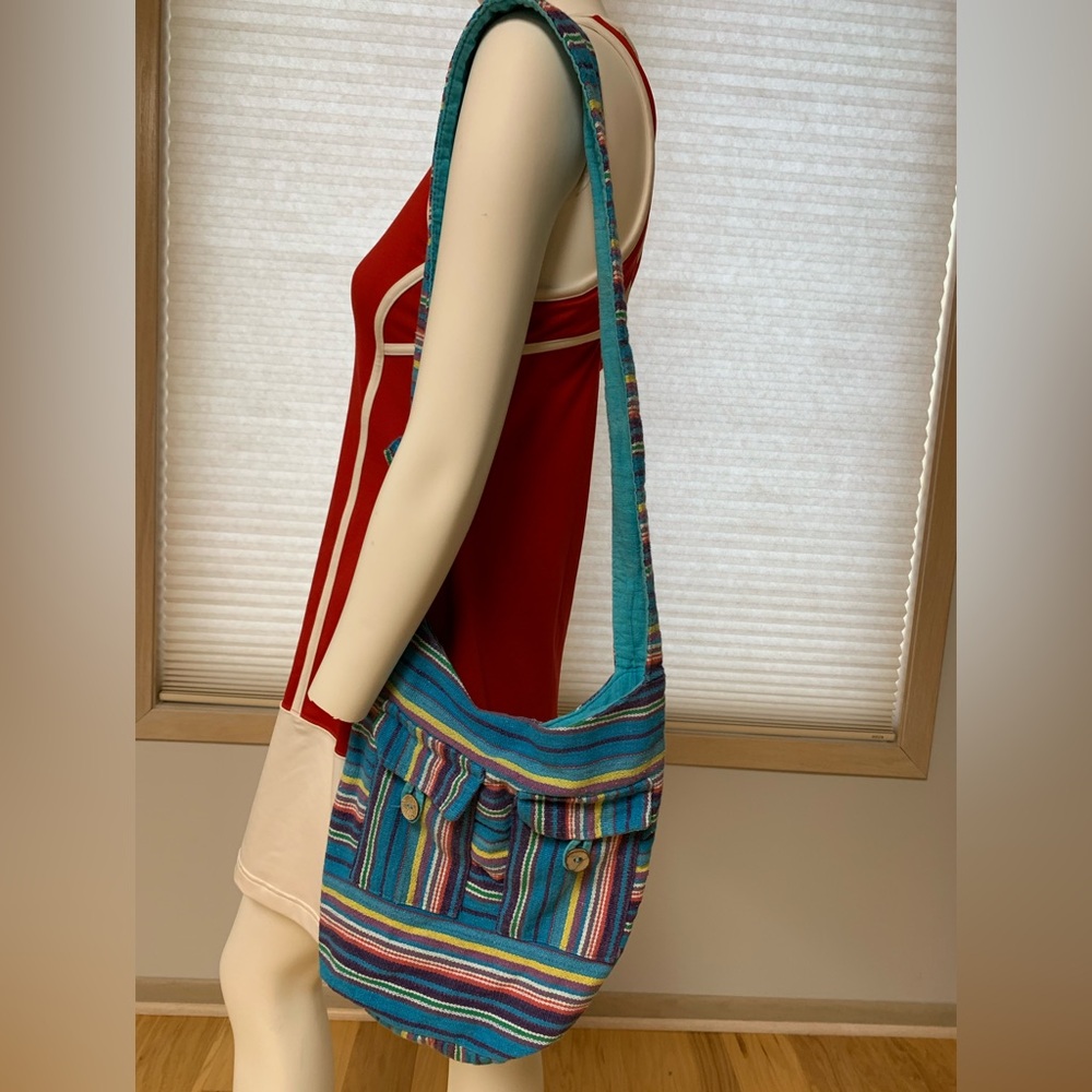Boho shoulder bag. Colorful.Fabric. - Picture 2 of 8